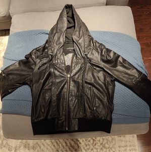 Women's leather hoodie